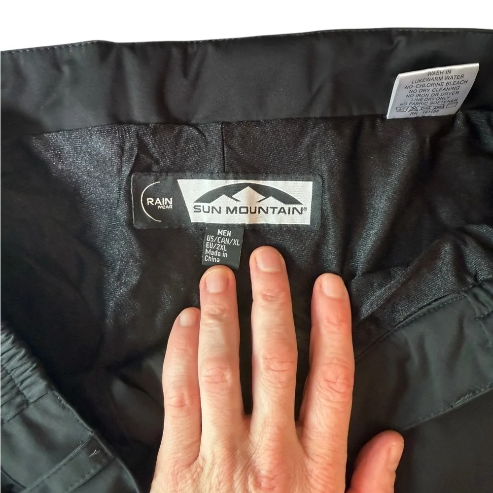 Men's Black Athletic Golf Rain Pants with Reflective Trim